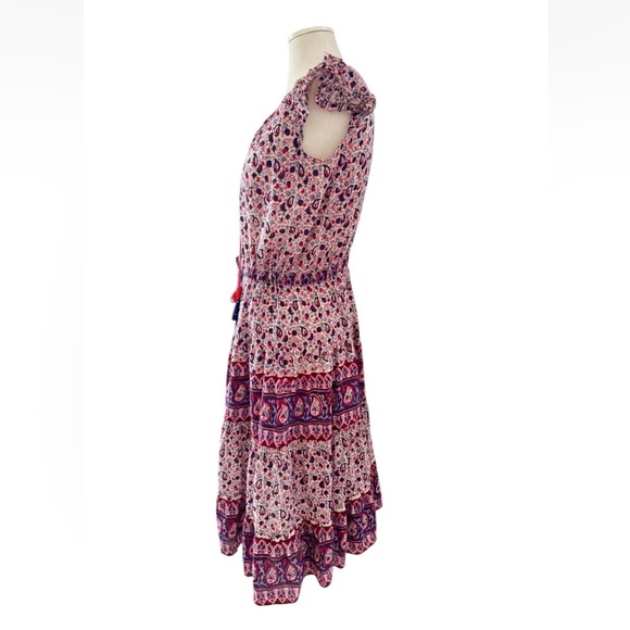Bell By Alicia Bell Lisa Midi Boho Paisley Dress Sz Small Cotton/Silk - Picture 2 of 9
